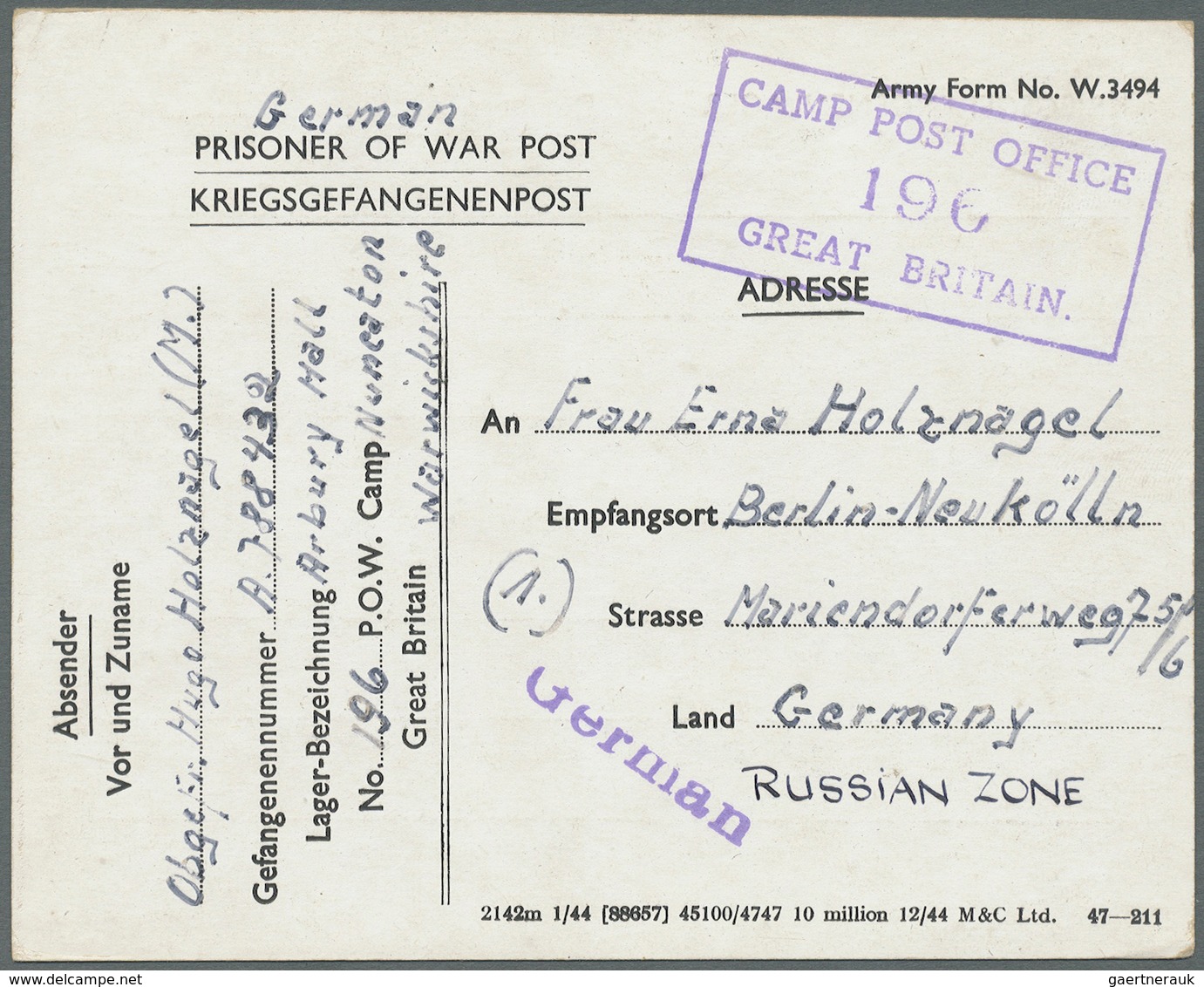 Br Großbritannien: 1915/1945, 318 POW Letters And Card From WW 1 And 2 In Nice Variety Of Camps With In - Autres & Non Classés