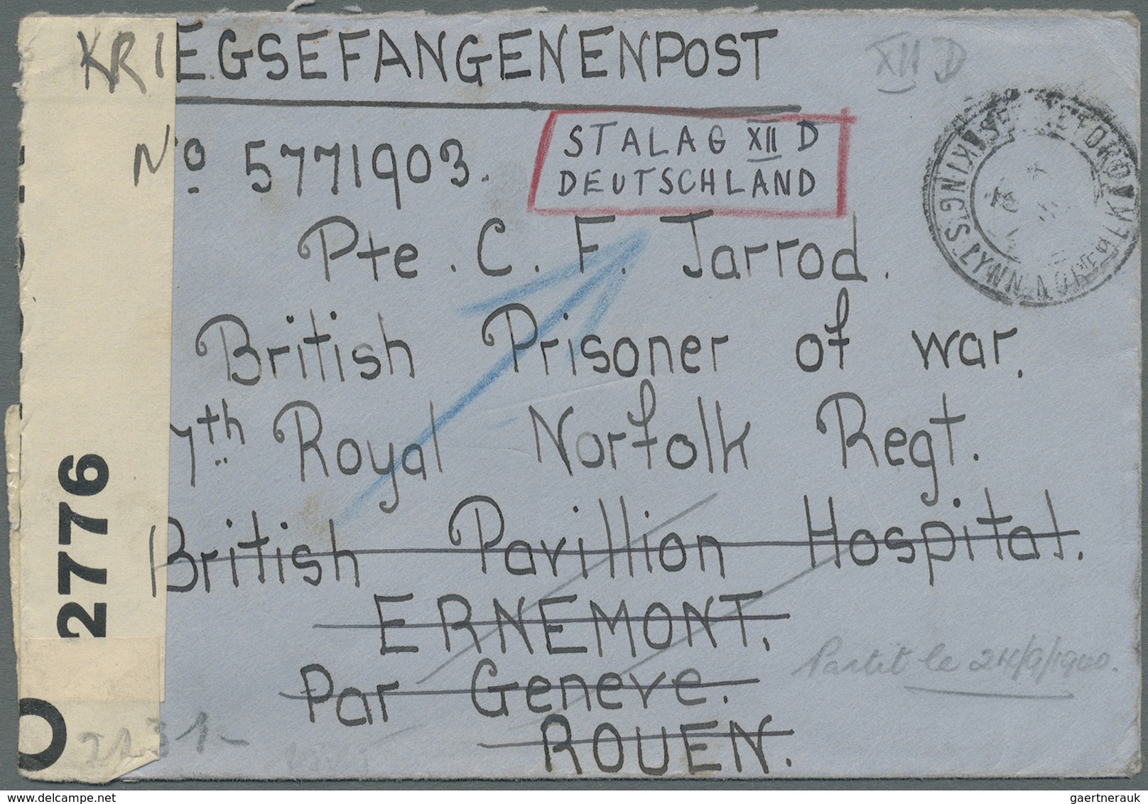 Br Großbritannien: 1915/1945, 318 POW letters and card from WW 1 and 2 in nice variety of camps with in