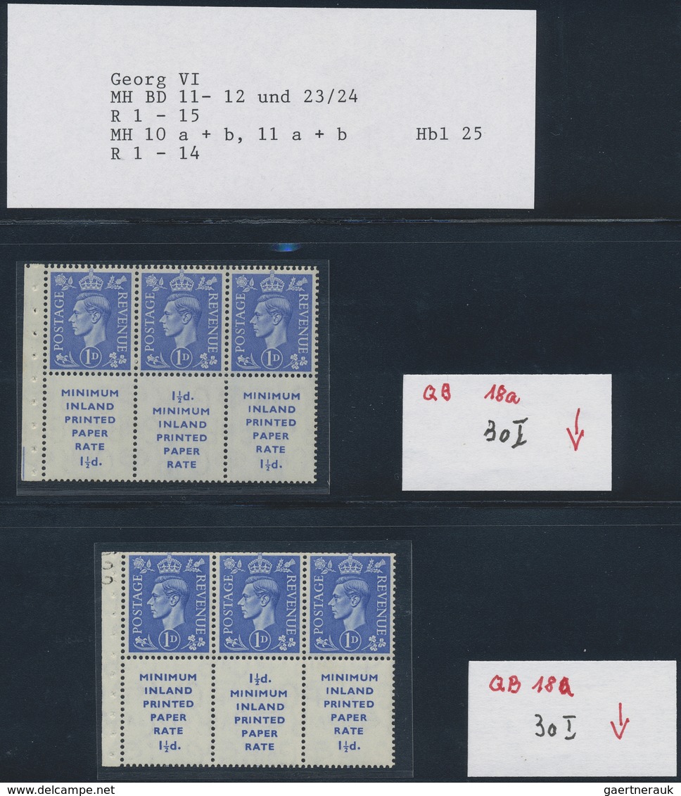 **/Br/O Großbritannien - Zusammendrucke: 1952, KGVI, 1d. Ultramarine With Printed Label, Mainly U/m Assortme - Autres & Non Classés