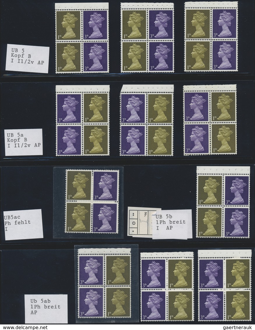 ** Großbritannien - Zusammendrucke: 1967/1970, QEII MACHIN PRE-DECIMAL, U/m Collection Of 58 Booklet Pa - Altri & Non Classificati