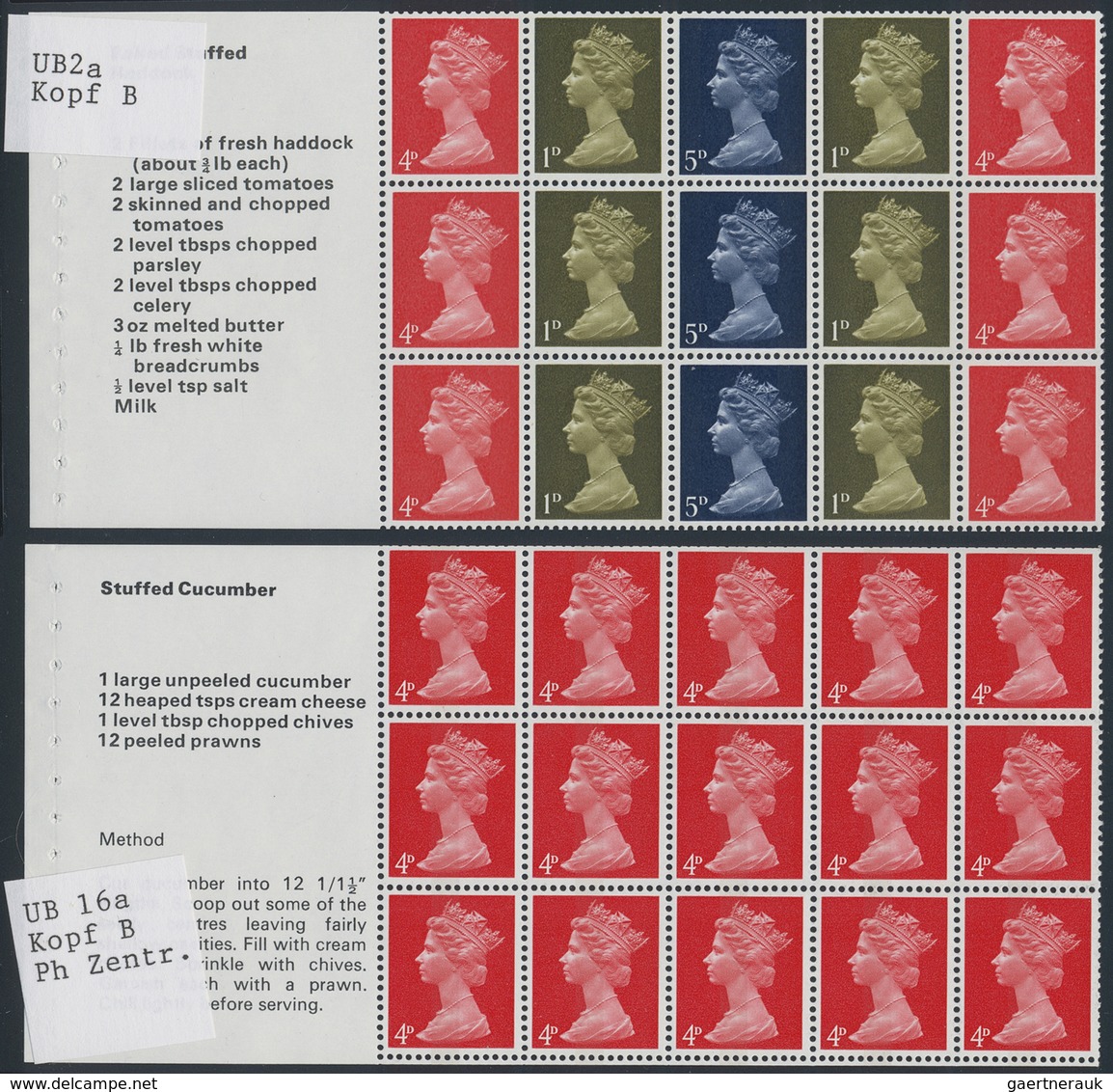 ** Großbritannien - Zusammendrucke: 1967/1970, QEII MACHIN PRE-DECIMAL, u/m collection of 58 booklet pa