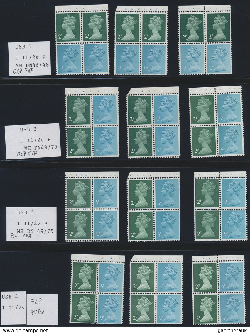 **/O Großbritannien - Zusammendrucke: 1971/1974, QEII MACHIN DECIMAL, u/m and used collection of apprx. 1