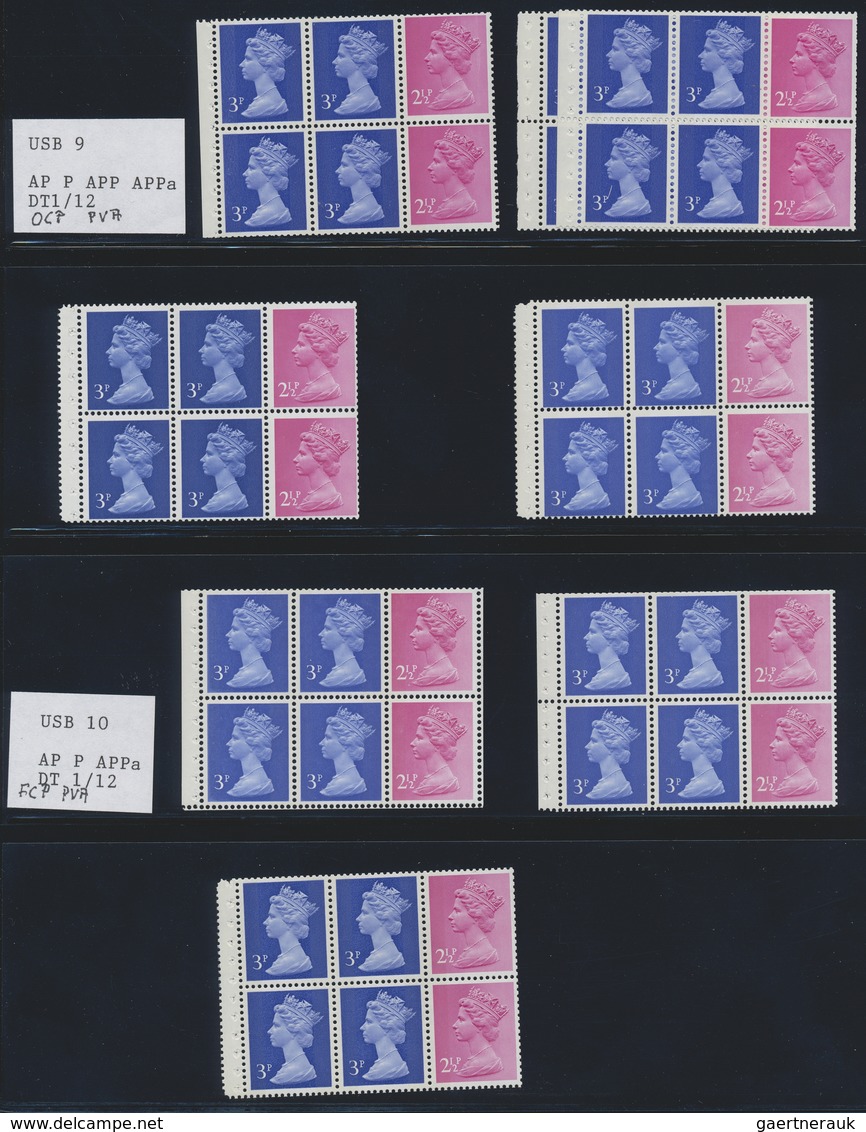 **/O Großbritannien - Zusammendrucke: 1971/1974, QEII MACHIN DECIMAL, u/m and used collection of apprx. 1