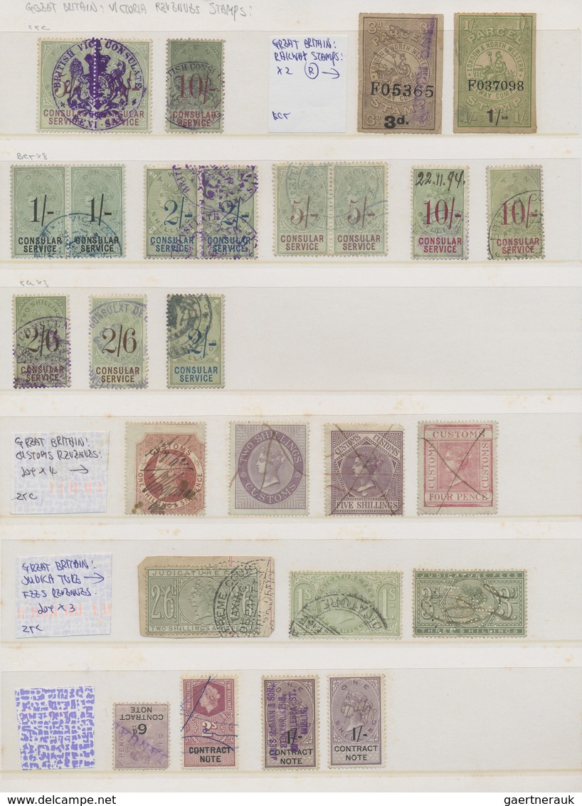 O/*/(*) Großbritannien - Stempelmarken: 1860/1970 (ca.), Collection/assortment Of Apprx. 160 Fiscal Stamps, - Fiscaux