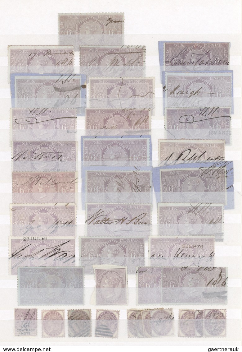 O/Brfst/* Großbritannien - Stempelmarken: 1860/1880, Lot Of 37 Stamps, Mainly 6d. Reddish Lilac (SG Design F10 - Fiscaux