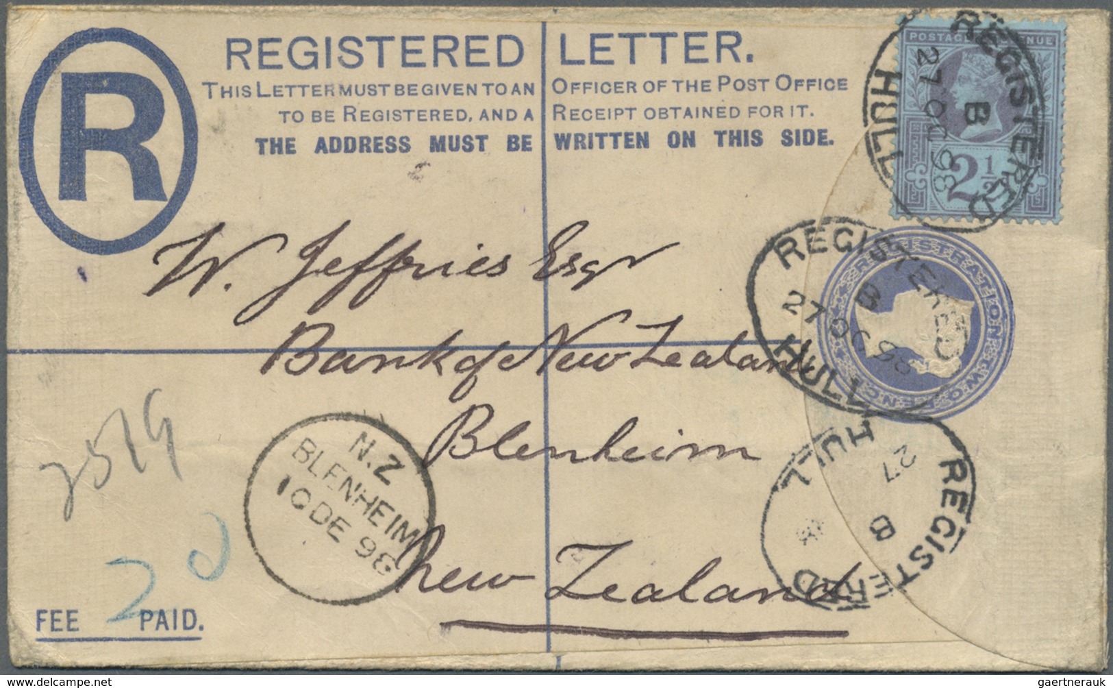 GA Großbritannien - Ganzsachen: 1893/1901 (ca.), Attractive Group With Six Uprated Registered Letters A - 1840 Enveloppes Mulready