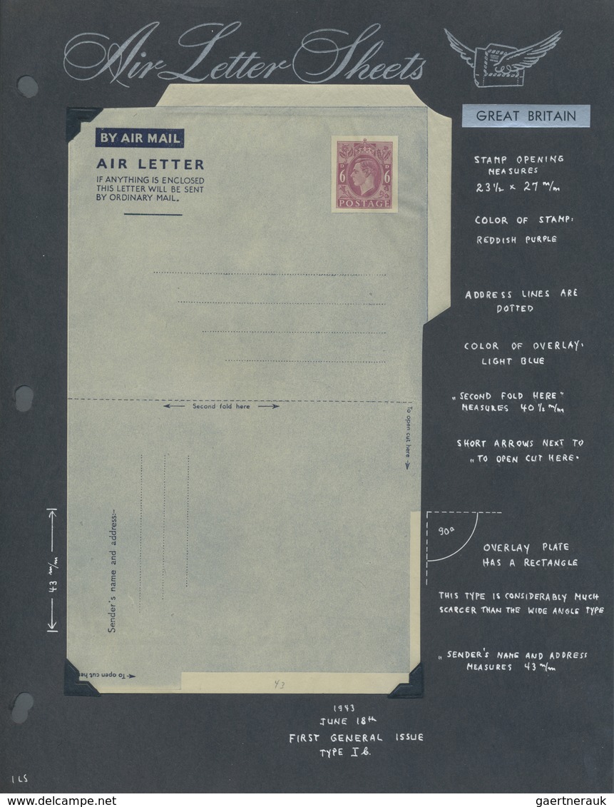 GA Großbritannien - Ganzsachen: 1941/1957 (ca.), AEROGRAMMES: Specialised Exhibition Collection On Well - 1840 Mulready Envelopes & Lettersheets