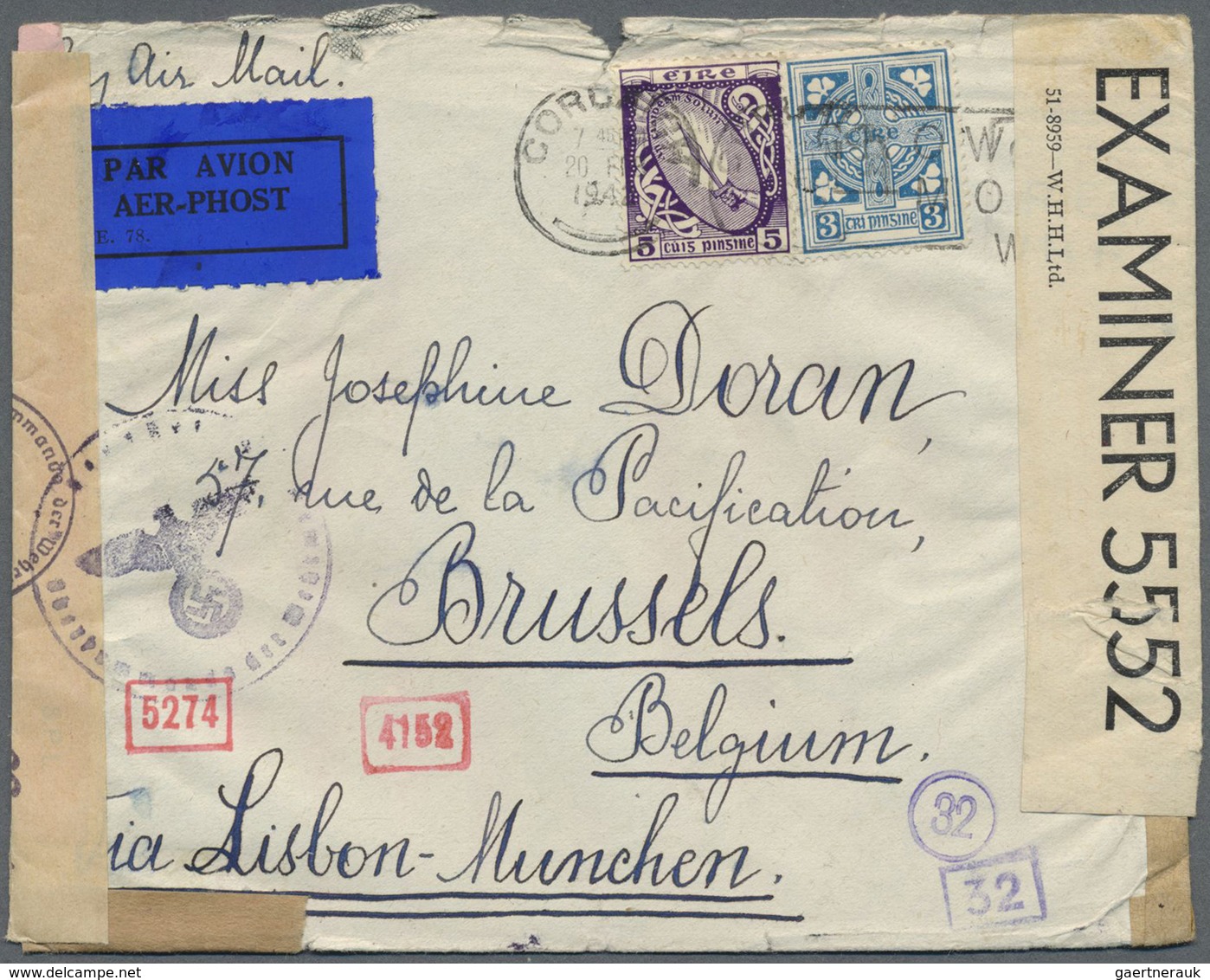 Br Irland: 1940/1945, CENSORED MAIL WWII, Very Attractive Lot With 10 Irish Covers And 5 Covers Incomin - Lettres & Documents