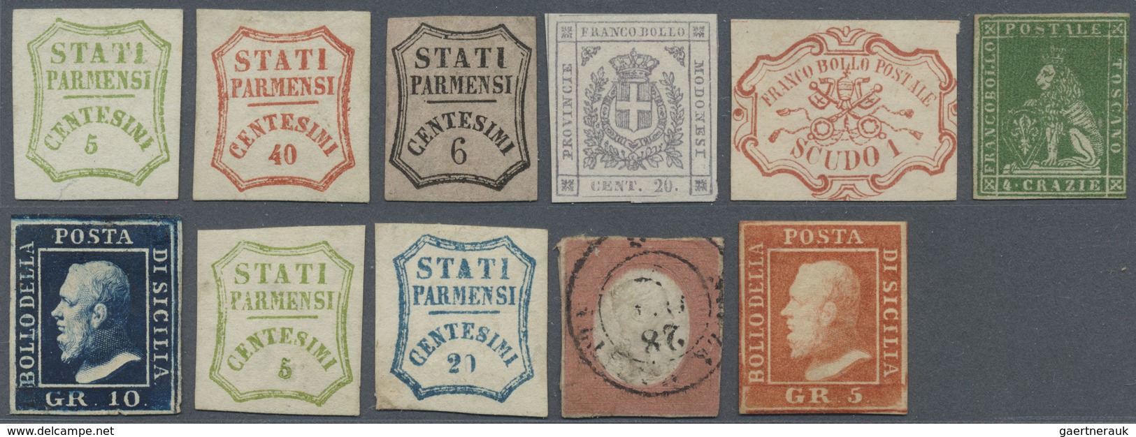 */(*)/O Altitalien: 1854/1859, Mainly Mint Lot Of Nine Stamps (all Signed Resp. Certificate Resp. Notice Dr. - Collections