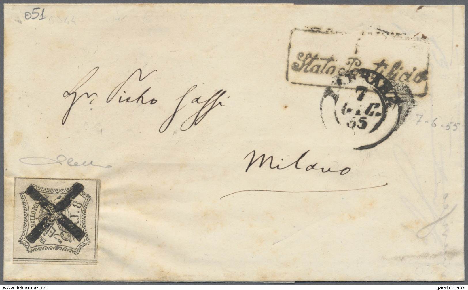 Br Italien - Altitalienische Staaten: Kirchenstaat: 1852: 18 Letters, Franked With Stamps From The Firs - Etats Pontificaux