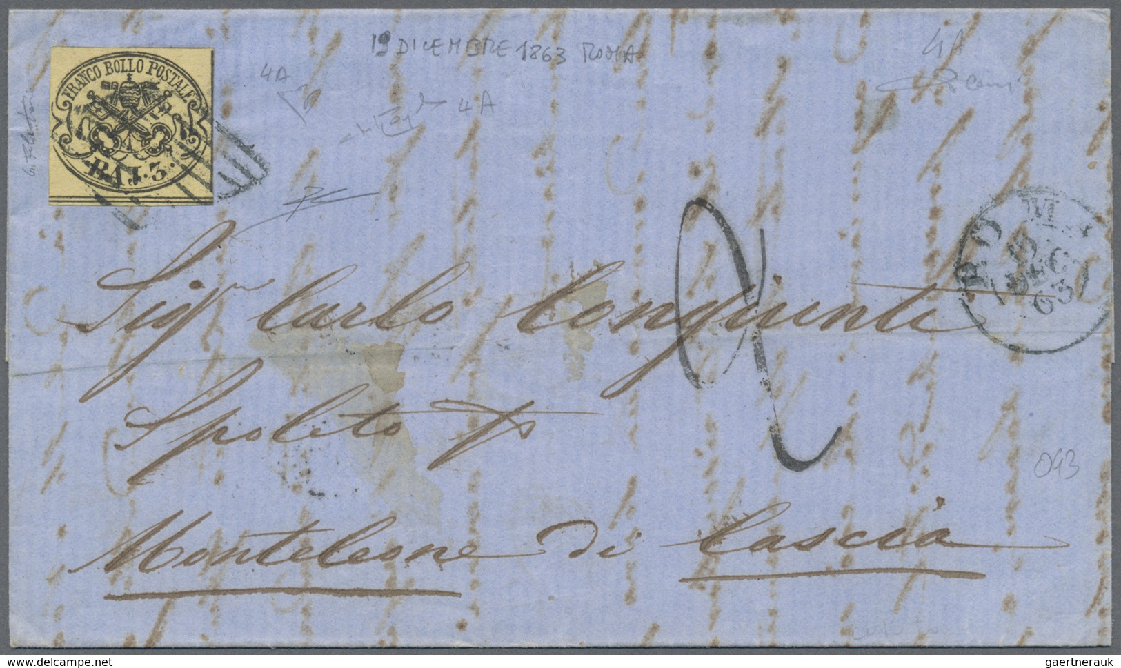 Br Italien - Altitalienische Staaten: Kirchenstaat: 1852: 18 Letters, Franked With Stamps From The Firs - Etats Pontificaux