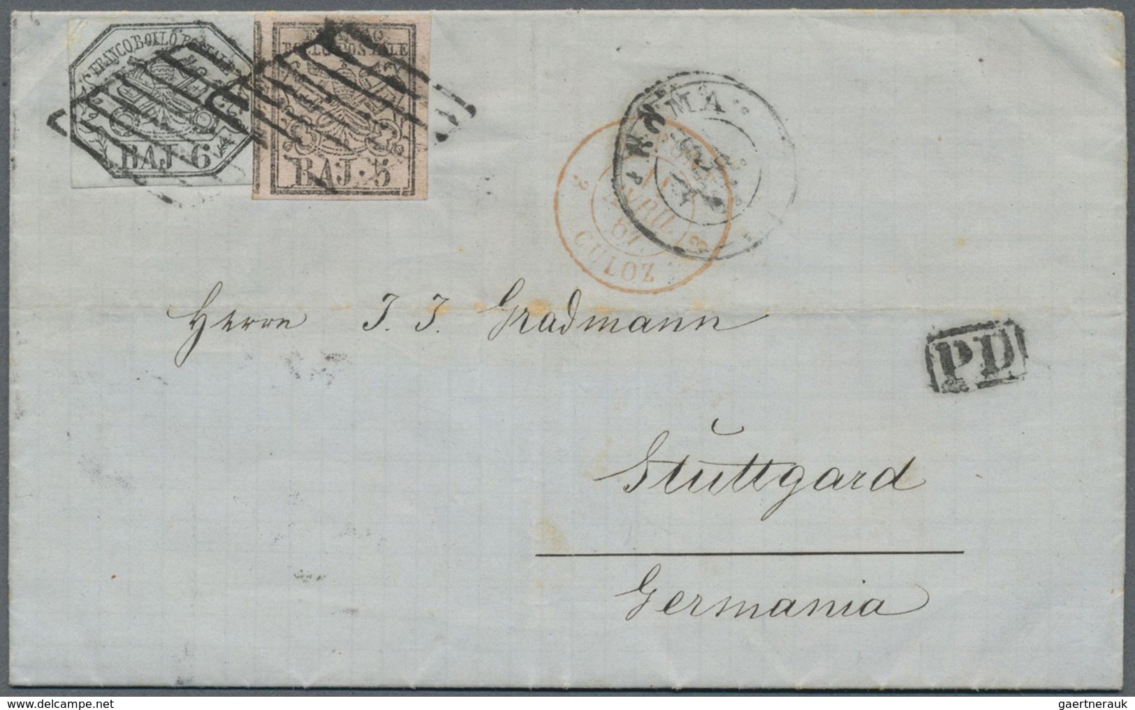 Br Italien - Altitalienische Staaten: Kirchenstaat: 1862. Letter With Named Franking From "Rome" To Stu - Etats Pontificaux