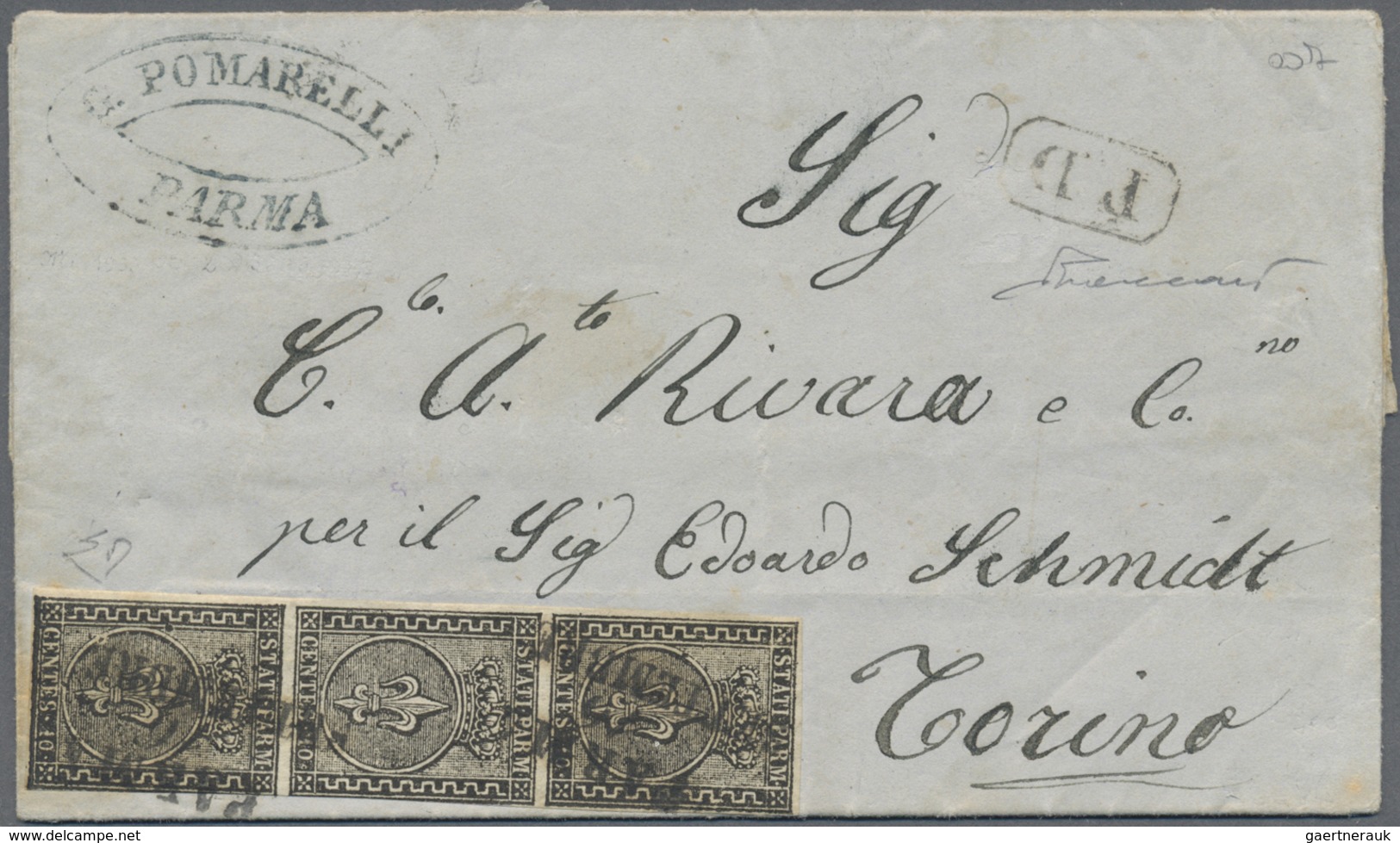 Br Italien - Altitalienische Staaten: Parma: 1852: 10 Letter Franked With 5c, 10c. Or 15 C Of The First - Parme