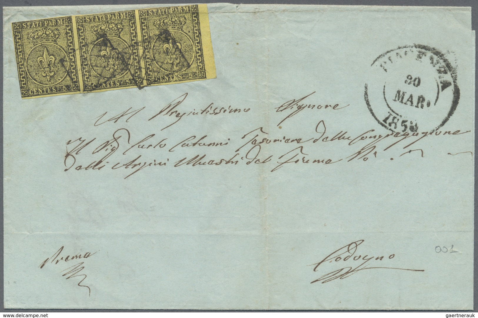 Br Italien - Altitalienische Staaten: Parma: 1852: 10 Letter Franked With 5c, 10c. Or 15 C Of The First - Parme