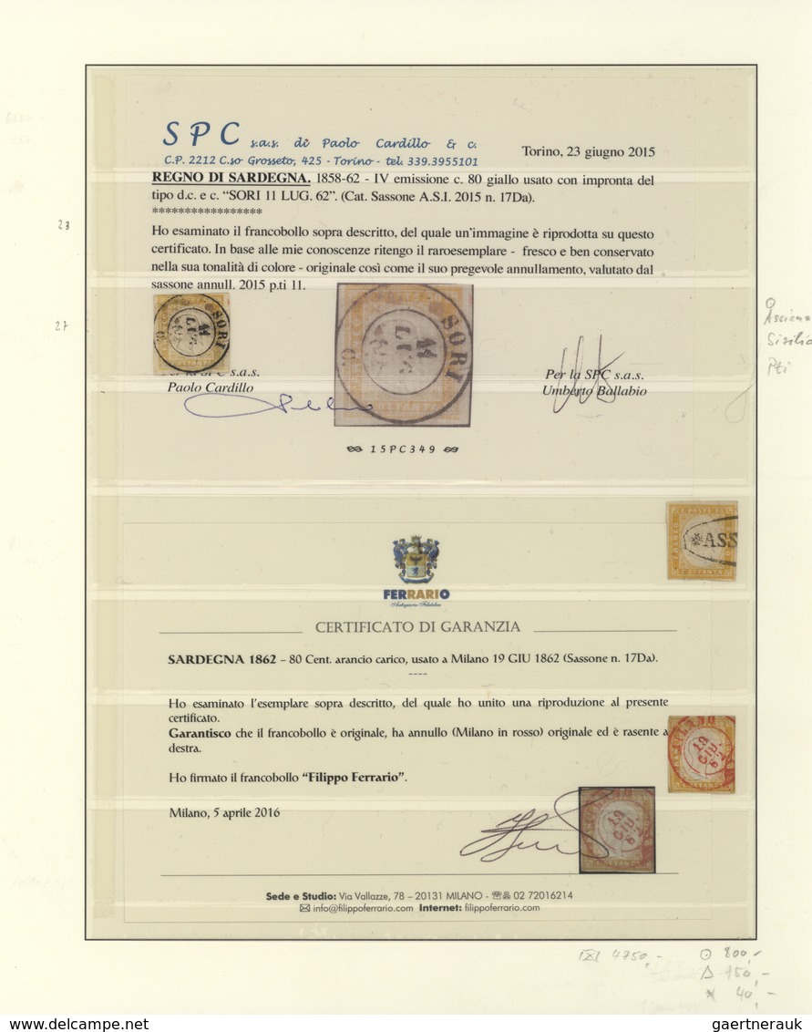 O/Br/* Italien - Altitalienische Staaten: Sardinien: 1855/1863: highly specialicied collection "Sardinia Fo