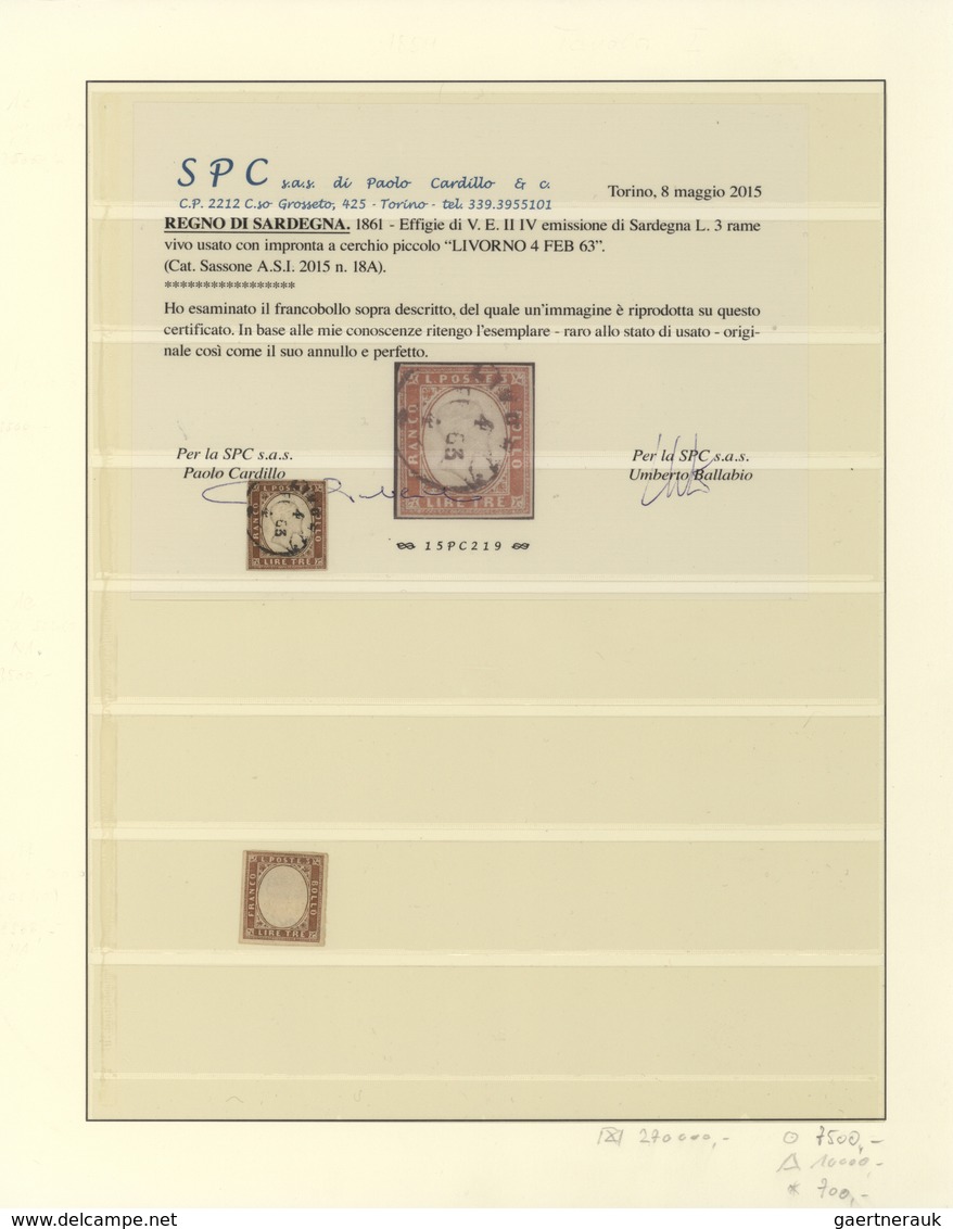O/Br/* Italien - Altitalienische Staaten: Sardinien: 1855/1863: highly specialicied collection "Sardinia Fo