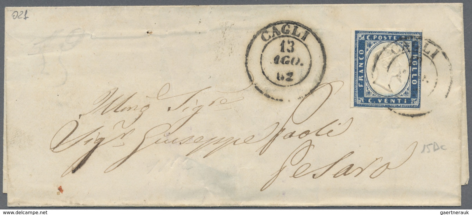 Br Italien - Altitalienische Staaten: Sardinien: 1857/1862: Lot Of 10 Letters Franked With The The Blue - Sardinia