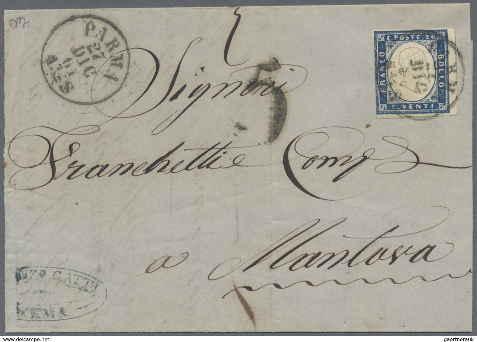 Br Italien - Altitalienische Staaten: Sardinien: 1857/1862: Lot Of 10 Letters Franked With The The Blue - Sardinia