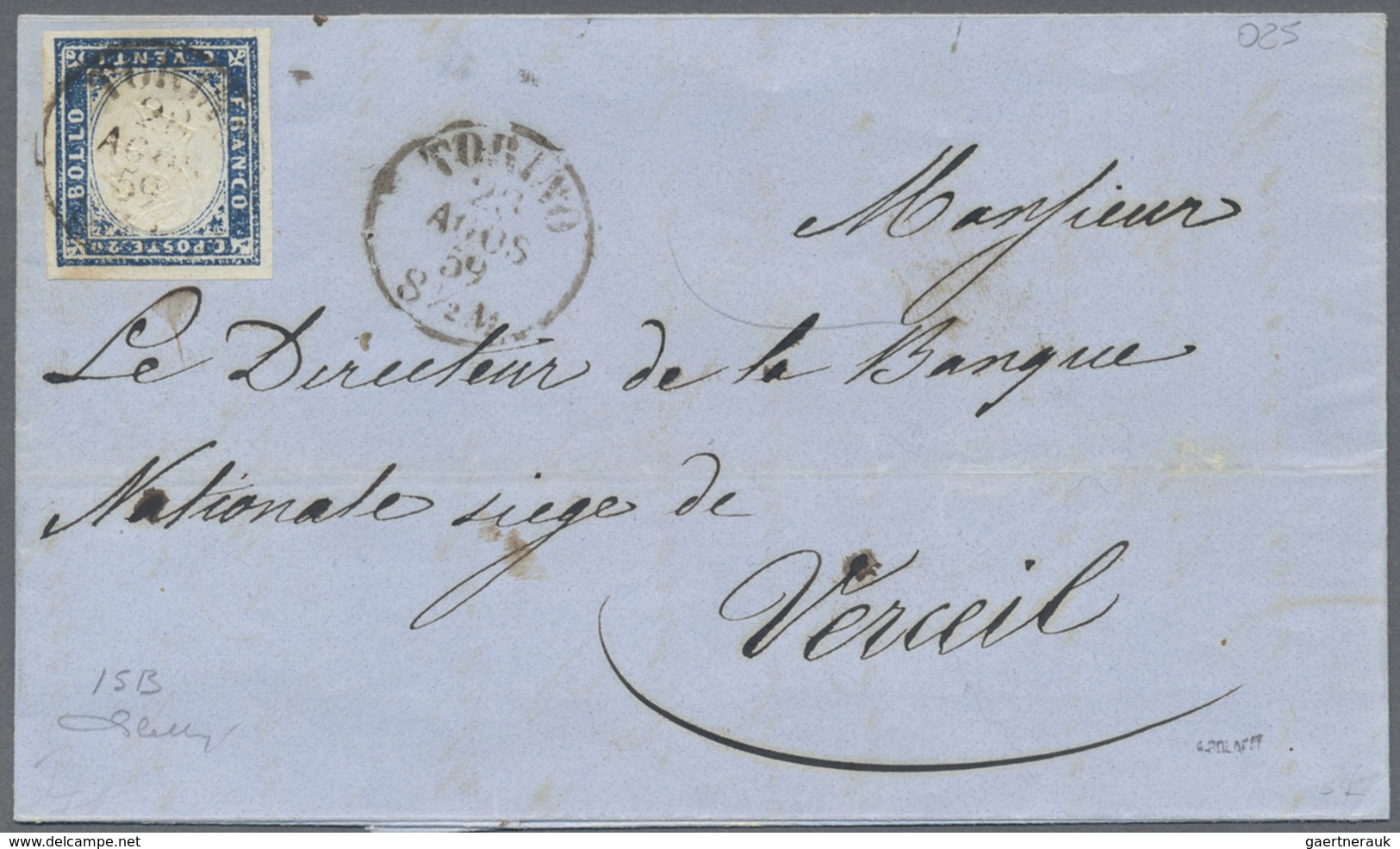 Br Italien - Altitalienische Staaten: Sardinien: 1857/1862: lot of 10 letters franked with the the blue