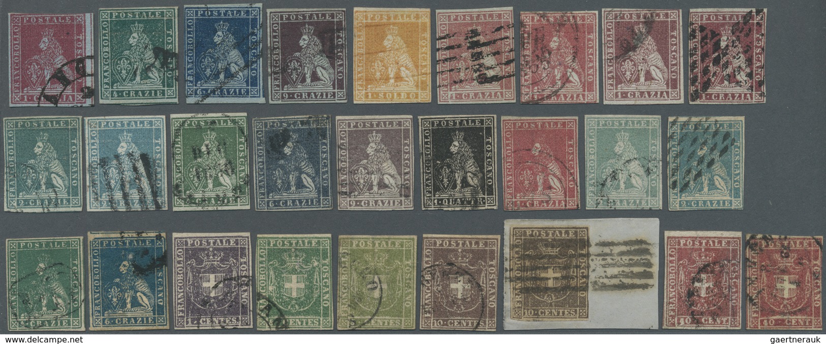 O/Brfst Italien - Altitalienische Staaten: Toscana: 1851/1860, Used Assortment Of 27 Stamps (see Photo), Sta - Toscane
