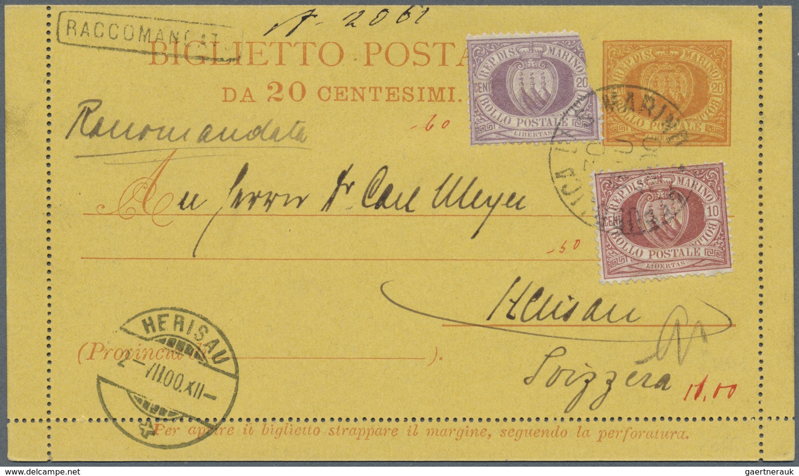 Br/GA Italien: 1808/1920, Italian Area, Lot Of Seven Better Entires (single Lots), Comprising San Marino U - Marcophilie