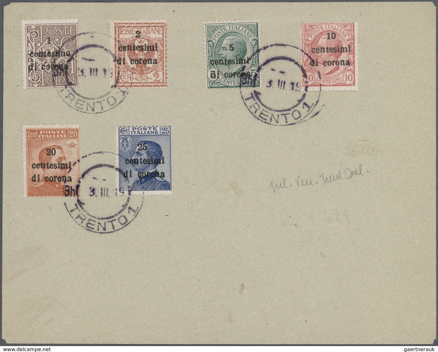 Br Italien: 1827/1943, Italian Area, Lot Of 17 Covers/cards, E.g. Sardinia 40c. On Attractive Cover To - Marcophilie
