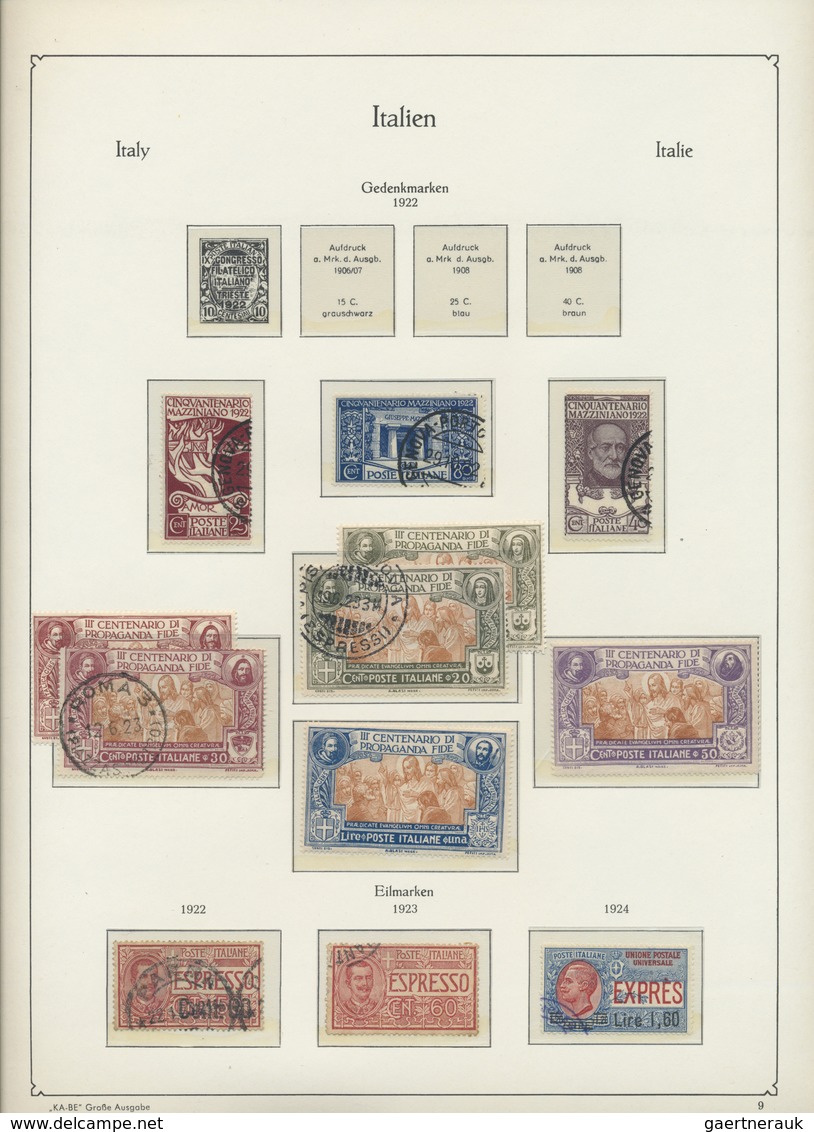 O/*/**/GA Italien: 1861/2012: five binders with KABE pages. Used and mint mixed. The Old Italian states are on