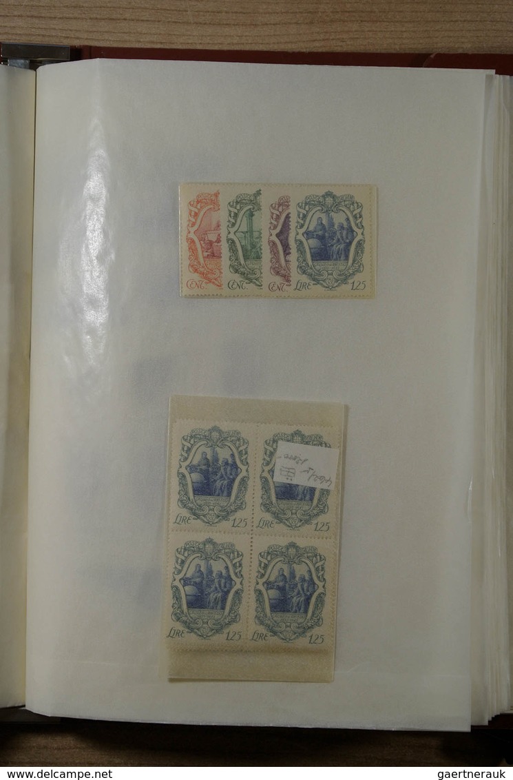 Italien: 1863/1980: Wonderful and very unusual mint never hinged collection in blocs of 4, form the