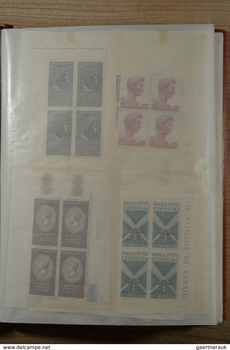 Italien: 1863/1980: Wonderful and very unusual mint never hinged collection in blocs of 4, form the