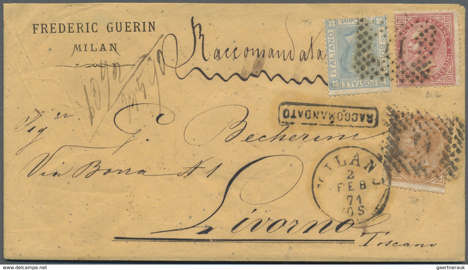 Br/GA Italien: 1871/1949, Italy/Area, Group Of Six Better Entires, E.g. 1871 Registered Cover, 1933 Vatica - Marcophilie