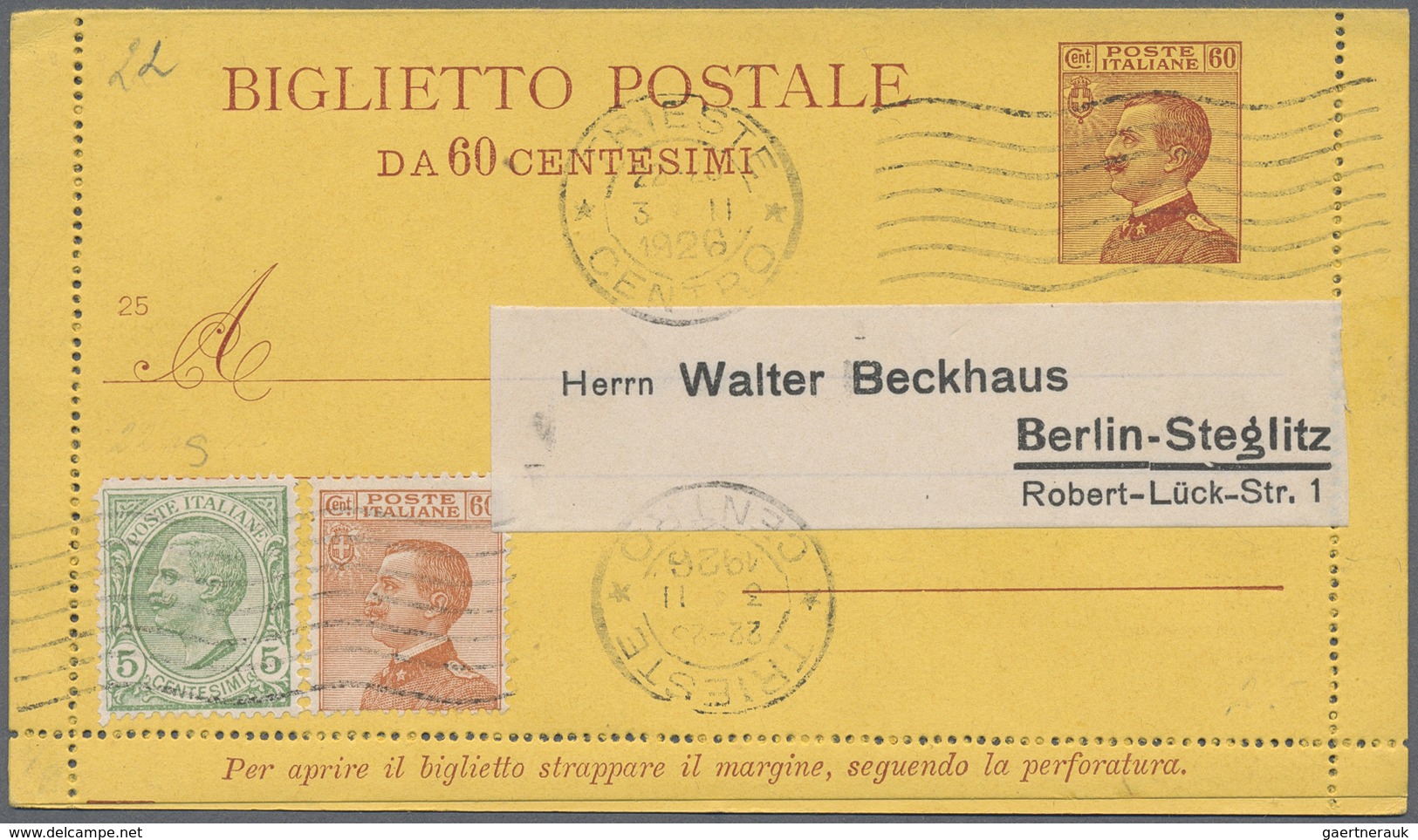 GA Italien: 1885/1960 Ca., Ganzsachenposten Mit über 180 Belegen, Dabei Kartenbriefe, Antwort-Ganzsache - Marcophilie