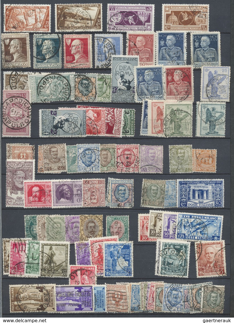 O Italien: 1889/1938, Used Assortment Of Apparently Only Complete Issues Incl. Better Sets Like Sass. - Marcophilie