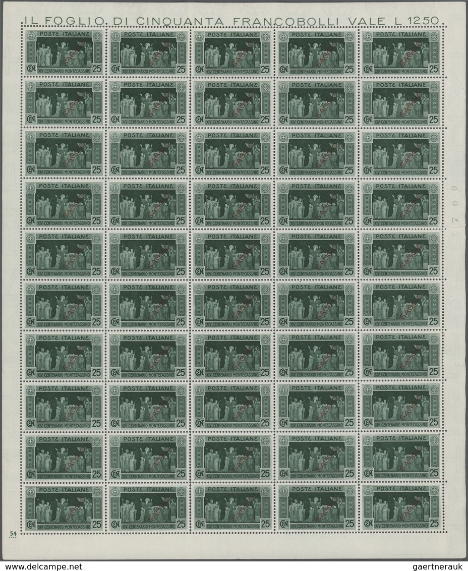 ** Italien: 1929, 1400 Anniversario "Montecassino Abbey", 25 C Verde With Overprint "SAGGIO" (="specime - Marcophilie