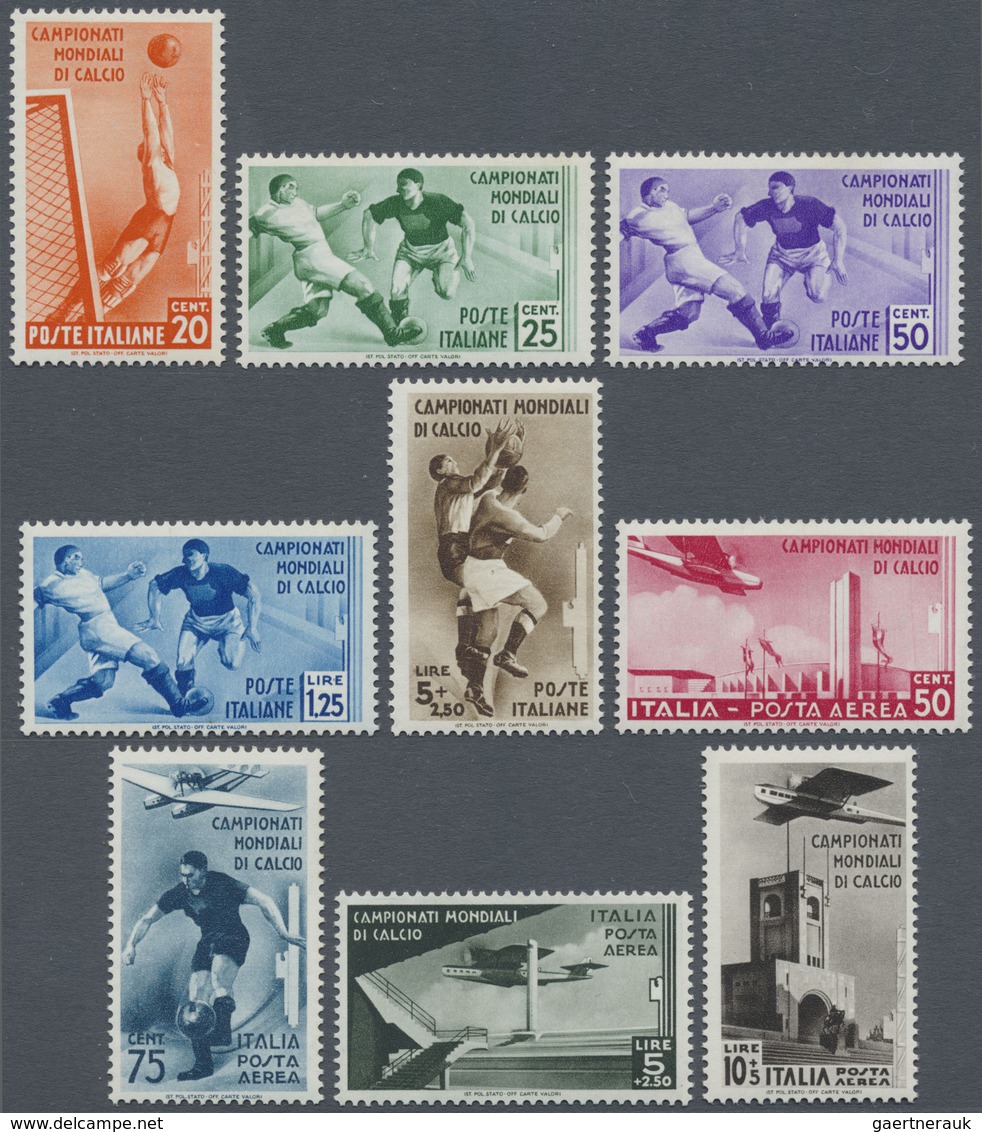 ** Italien: 1932/1934: Two Complete Sets Mint, With 1934 'Soccer' (9 Values) And 1932 'March On Rome' ( - Marcophilie