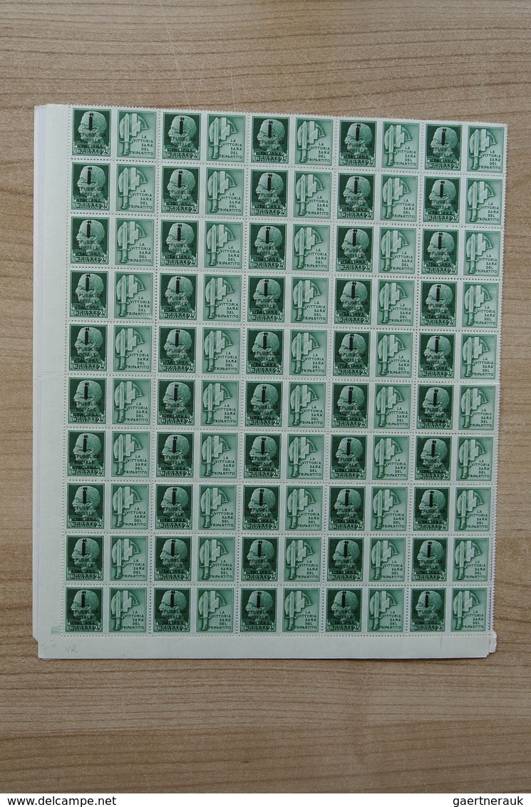 Italien: 1945: Beautiful, somewhat specialised collection MNH sheets and sheerparts of Italy 1945 RS