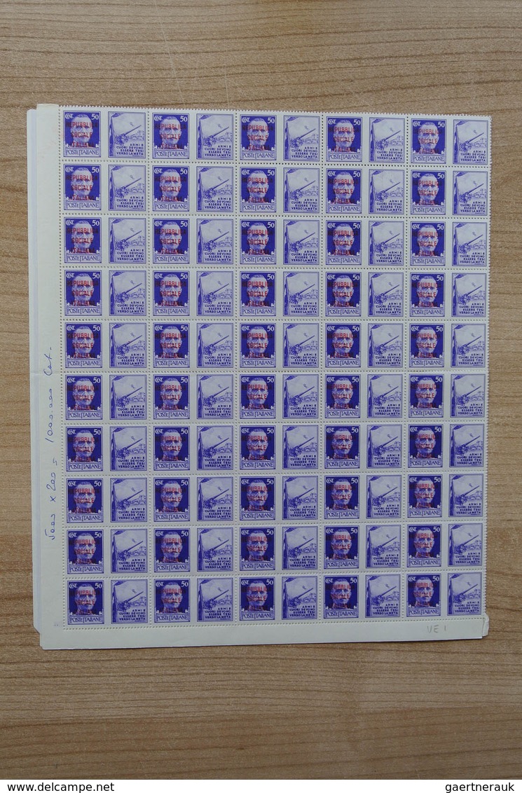 Italien: 1945: Beautiful, somewhat specialised collection MNH sheets and sheerparts of Italy 1945 RS