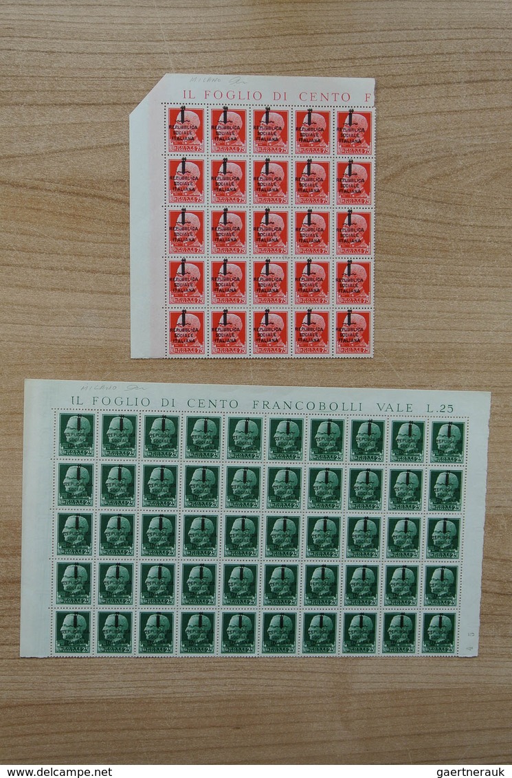 Italien: 1945: Beautiful, somewhat specialised collection MNH sheets and sheerparts of Italy 1945 RS