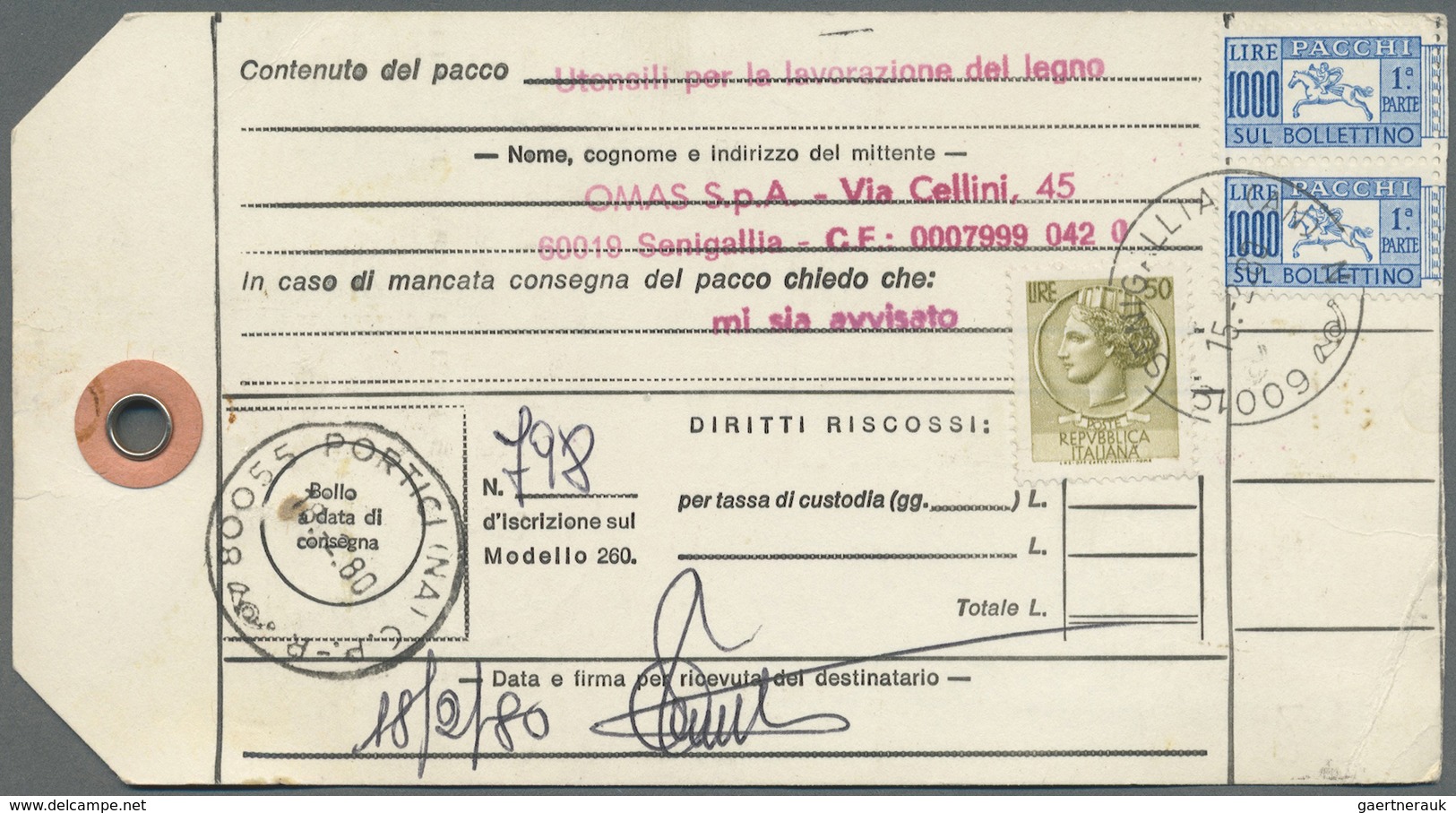 Br Italien: 1950/1980 240+ Letters, Packet Cards, Post Cards, Post Forms (many Of Them Franked), Avis D - Marcophilie