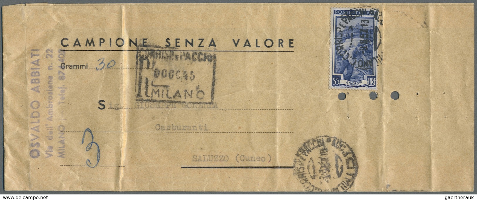 Br Italien: 1950/1980 (ca) 70 Letters/post Cards/Avisio Der Reception/Printed Matter/ ... All Single Fr - Marcophilie