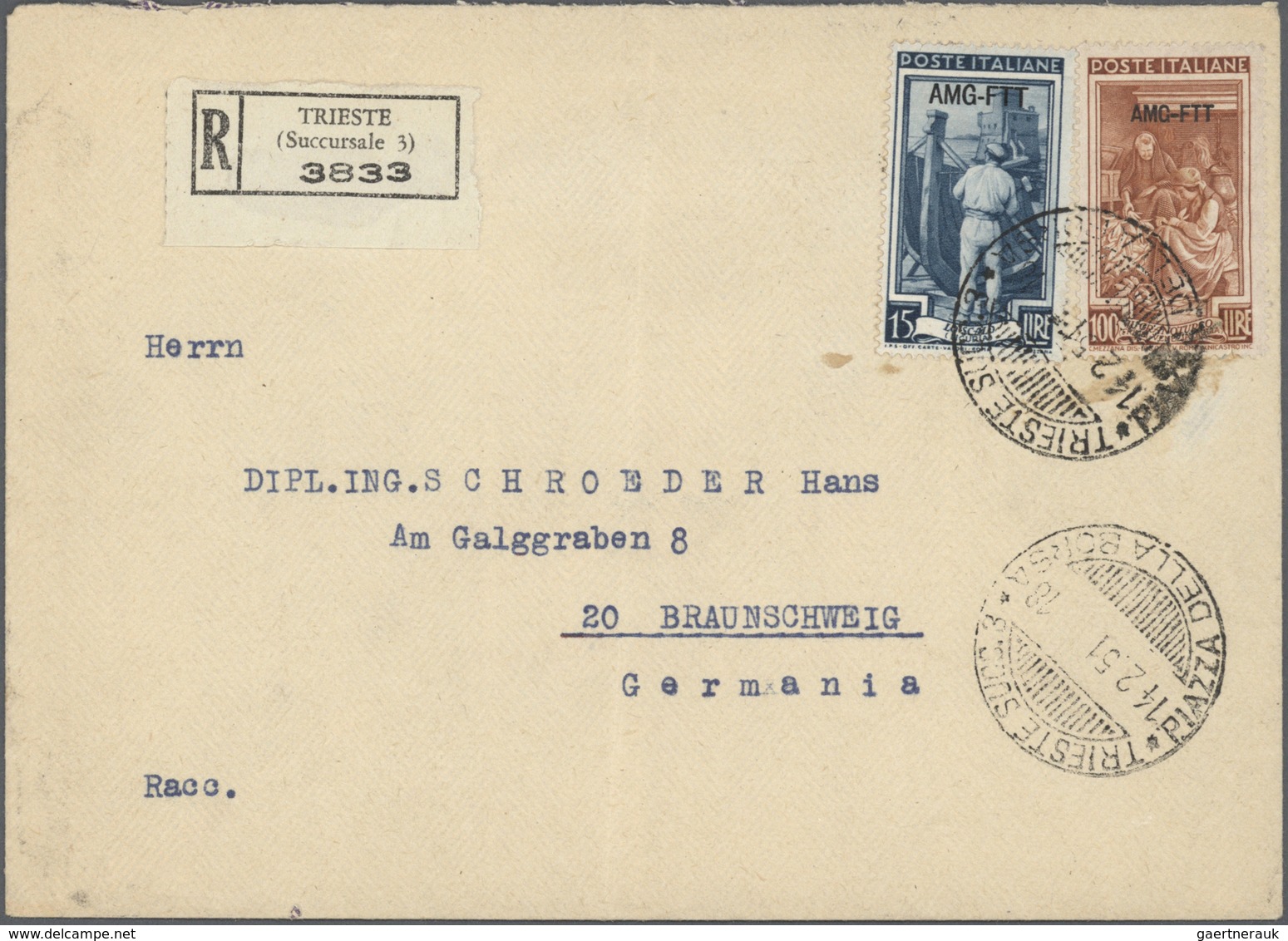 Br Italien: 1951/1954, Collection Of Apprx. 120 Commercial Entires Bearing Frankings "Italia Al Lavoro" - Marcophilie