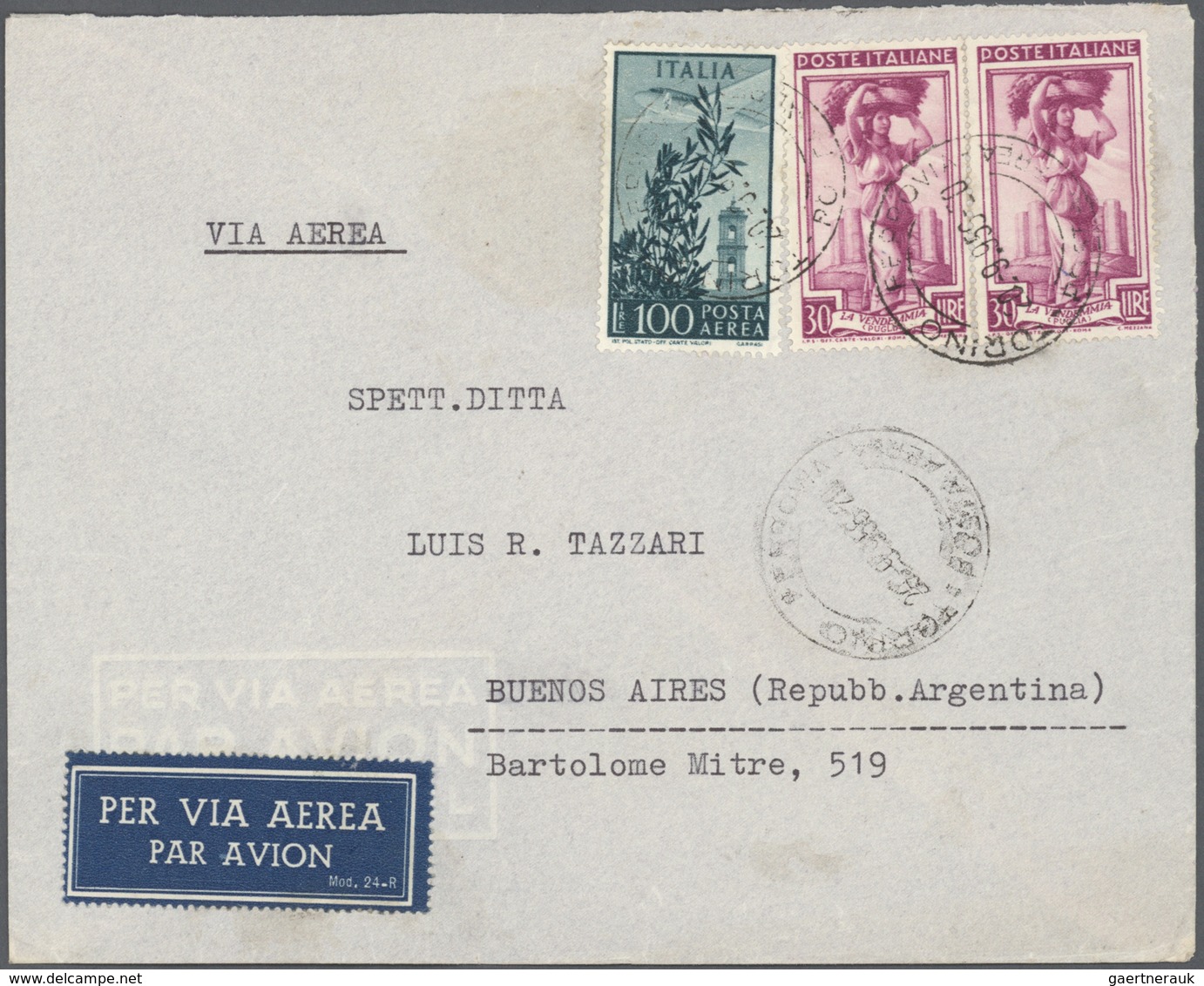 Br Italien: 1951/1954, collection of apprx. 120 commercial entires bearing frankings "Italia al Lavoro"