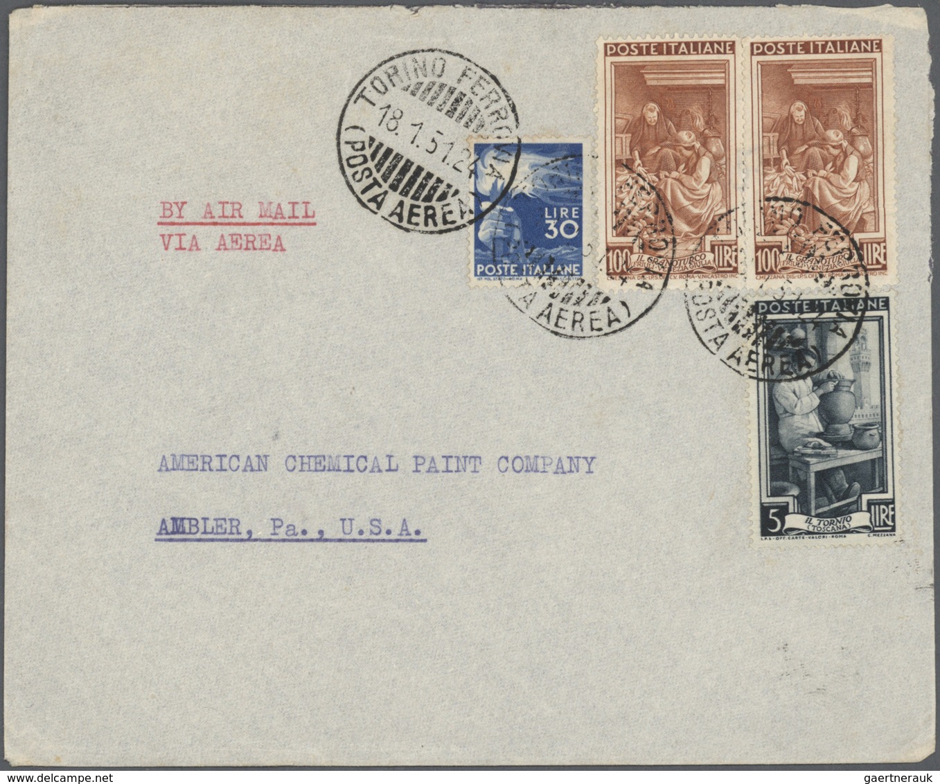 Br Italien: 1951/1954, collection of apprx. 120 commercial entires bearing frankings "Italia al Lavoro"