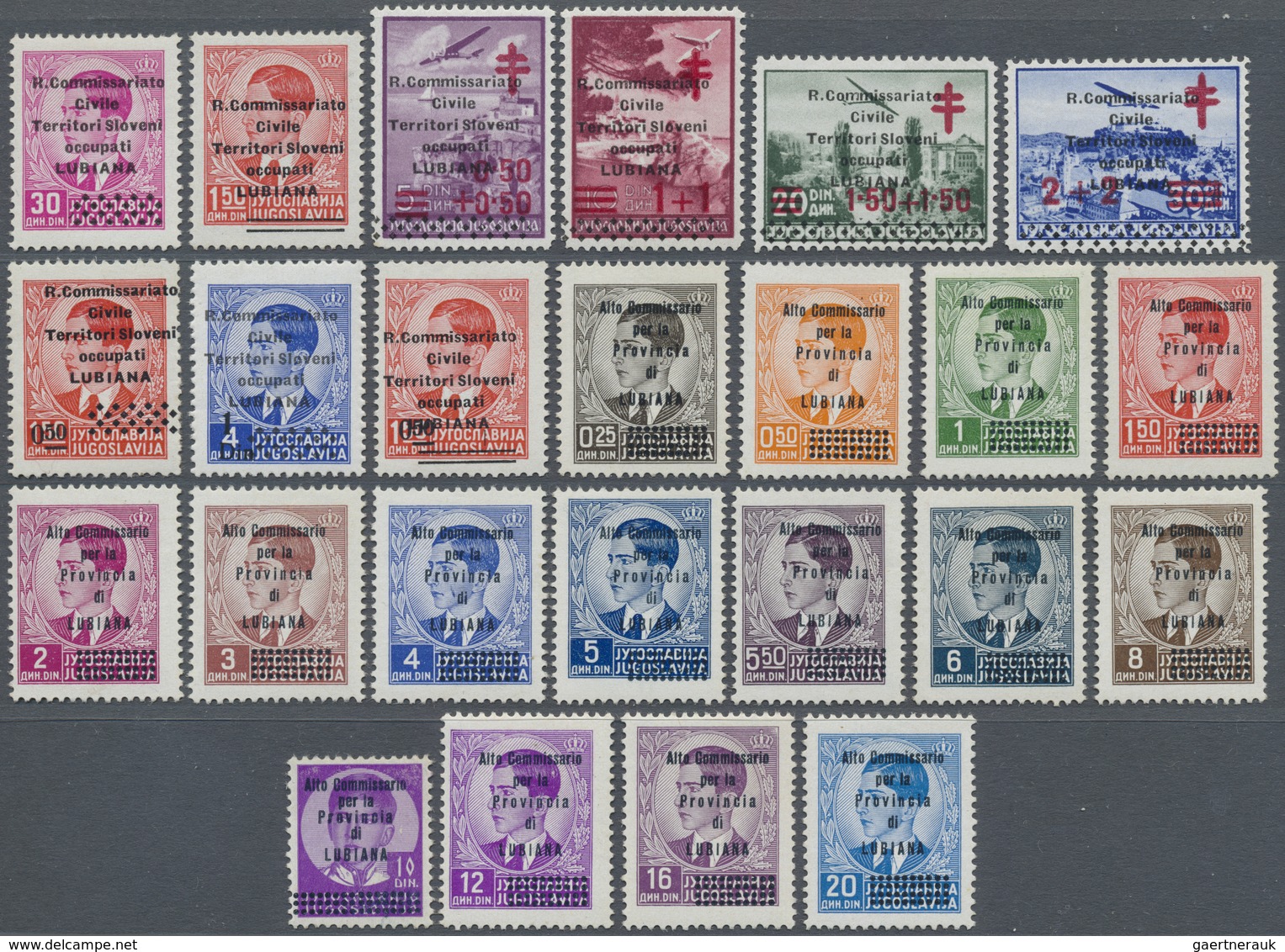 ** Italienische Besetzung 1941/43 - Laibach: Collection With Sassone No. 1/18, 33/41, 52/60, Also Posta - Lubiana