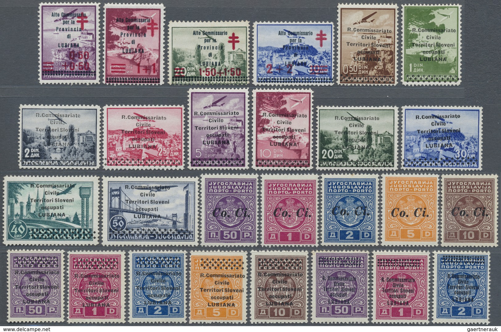 ** Italienische Besetzung 1941/43 - Laibach: Collection With Sassone No. 1/18, 33/41, 52/60, Also Posta - Lubiana