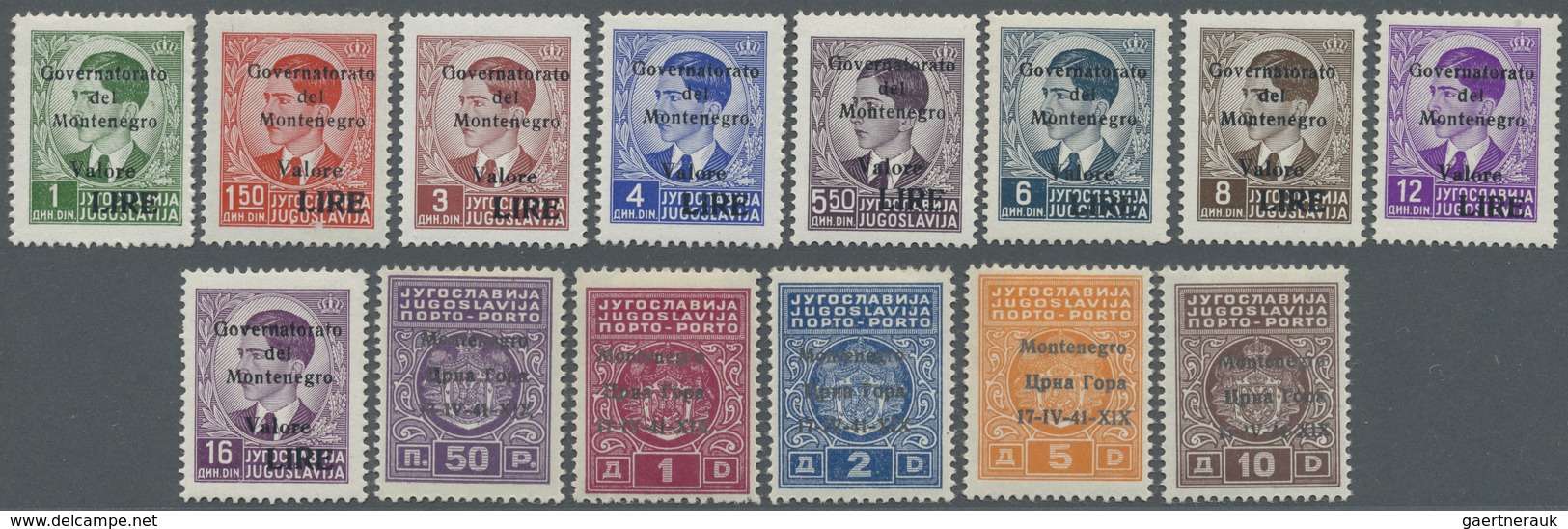 **/* Italienische Besetzung 1941/43 - Montenegro: 1941/1943, Lot Of Some Issues On Stockcards Incl. Miche - Montenegro