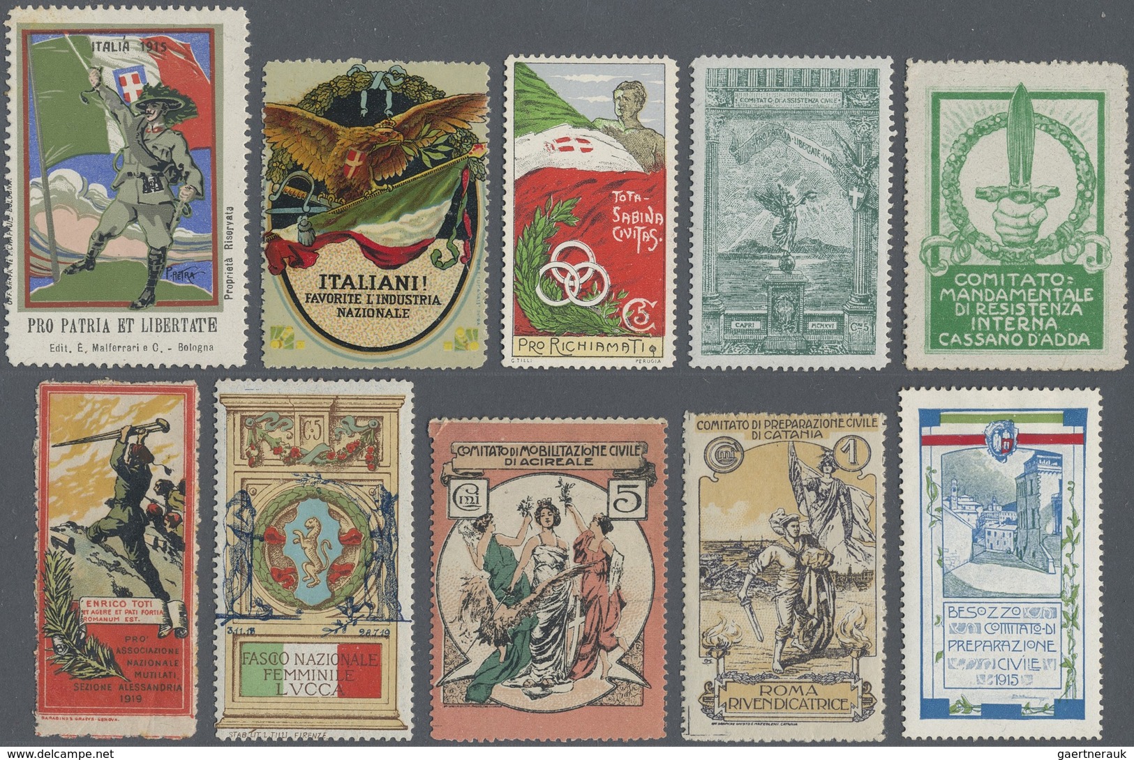 Italien - Besonderheiten: 1914/1918, PATRIOTIC STAMPS, Collection With Ca. 300 Stamps, Focus On Vari - Unclassified