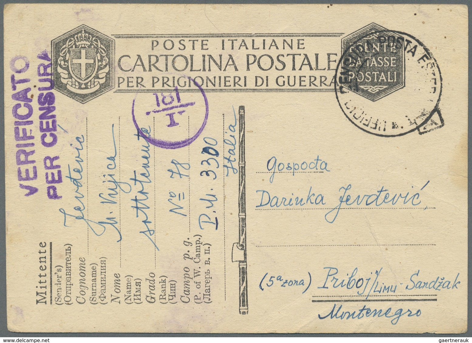 Br Italien - Besonderheiten: 1939/1945 (ca)  FIELD POST / PRISONER OF WAR: 200+  Letters / Post Cards / - Non Classés