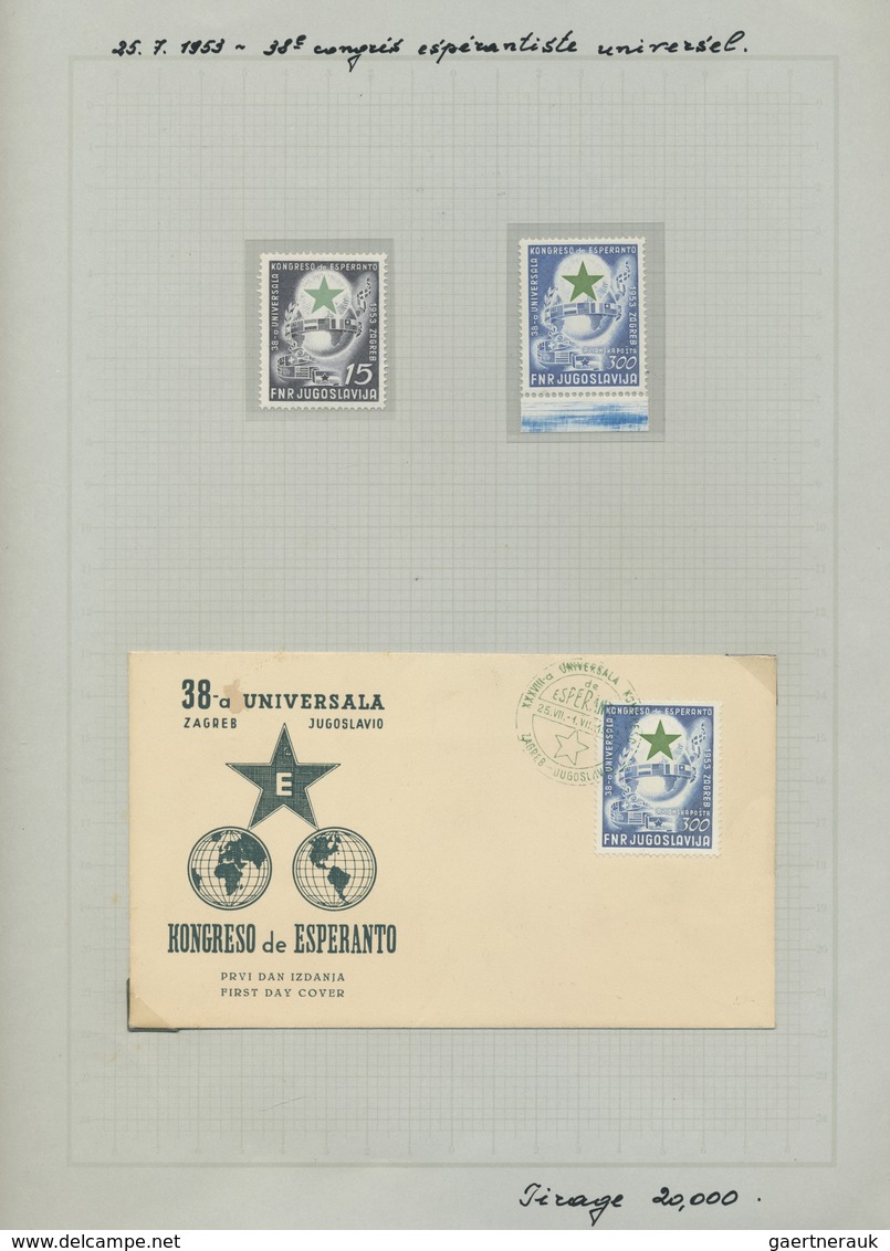 Br/**/O/* Jugoslawien: 1915/1956, Miscellaneous Lot Incl. Entires, 1953 300d. Esperanto U/m And F.d.c. - Lettres & Documents