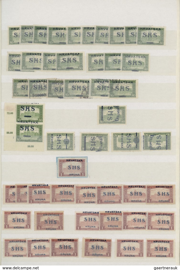 */**/O/Brfst Jugoslawien: 1918, Issues For Croatia, SHS Overprints On Hungary, Comprising Apprx. 1.600 Stamps Inc - Lettres & Documents