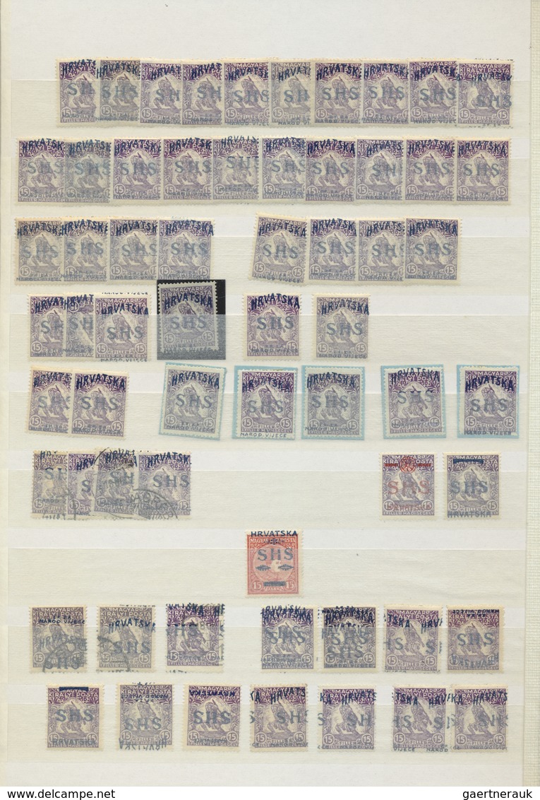 */**/O/Brfst Jugoslawien: 1918, Issues For Croatia, SHS Overprints On Hungary, Comprising Apprx. 1.600 Stamps Inc - Lettres & Documents